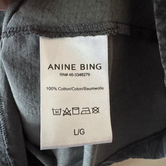 ANINE BING Python Snake Print Lili Tee Womens Large Gray Crewneck Short Sleeve - Picture 4 of 9